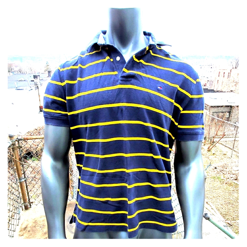 NAVY BLUE AND YELLOW Tommy Hilfiger Polo Shirt